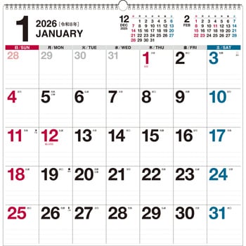 【K19】 2026年 書き込み式シンプル壁掛けカレンダー[B2変型] 永岡書店