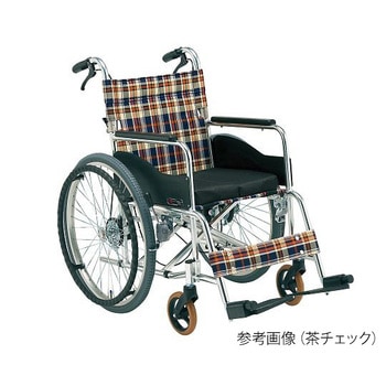 自動ブレーキ装置付車いす アルミ製自走式 茶チェック AR-201BT S-1シリーズ - 松永製作所 (車椅子)
