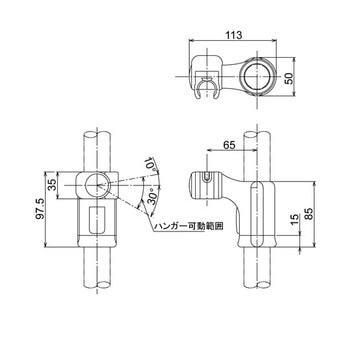 スライドシャワーフック Φ30用 クロムメッキタイプ R29CHシリーズ RELIANCE(リラインス)