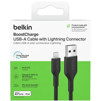 BoostCharge USB-A to Lightning ケーブル 1M ブラック BELKIN(ベルキン)