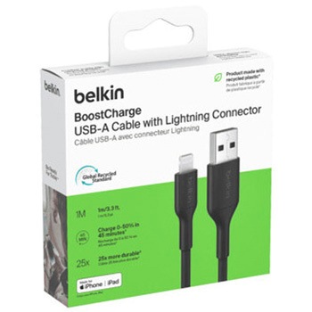 BoostCharge USB-A to Lightning ケーブル 1M ブラック BELKIN(ベルキン)