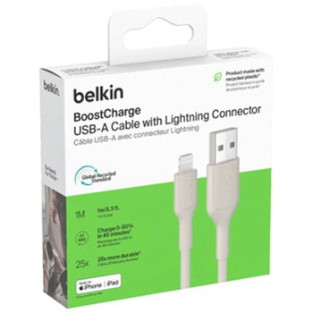 BoostCharge USB-A to Lightning ケーブル 1M サンド BELKIN(ベルキン)