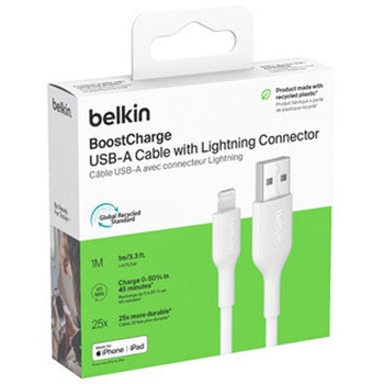 BoostCharge USB-A to Lightning ケーブル 1M ホワイト BELKIN(ベルキン)