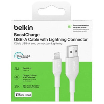 BoostCharge USB-A to Lightning ケーブル 2M ホワイト BELKIN(ベルキン)