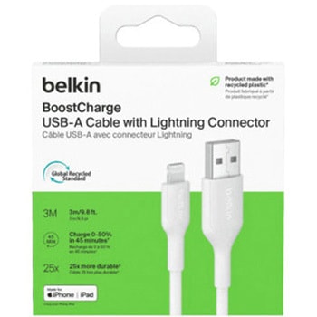 BoostCharge USB-A to Lightning ケーブル 3M ホワイト BELKIN(ベルキン)