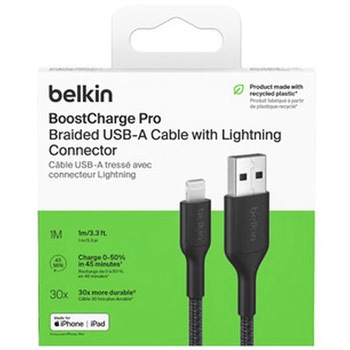 BoostCharge Pro USB-A to Lightning 編組ケーブル 1M ブラック BELKIN(ベルキン)
