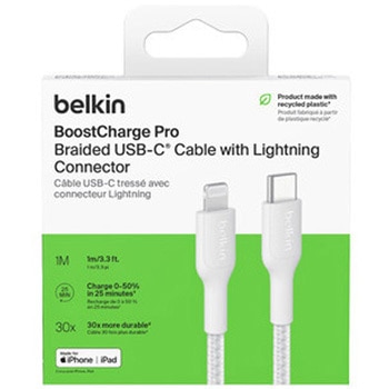 BoostCharge Pro USB-C to Lightning 編組ケーブル 1M ホワイト BELKIN(ベルキン)