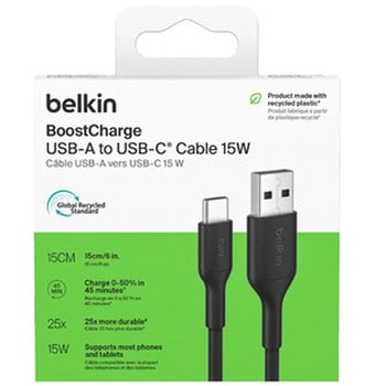 BoostCharge USB-A to USB-C ケーブル 15W 15cm ブラック BELKIN(ベルキン)