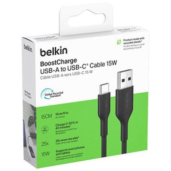BoostCharge USB-A to USB-C ケーブル 15W 15cm ブラック BELKIN(ベルキン)