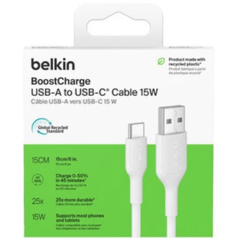 BoostCharge USB-A to USB-C ケーブル 15W 15cm ホワイト BELKIN(ベルキン)