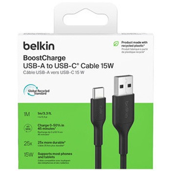 BoostCharge USB-A to USB-C ケーブル 15W 1M ブラック - BELKIN(ベルキン)