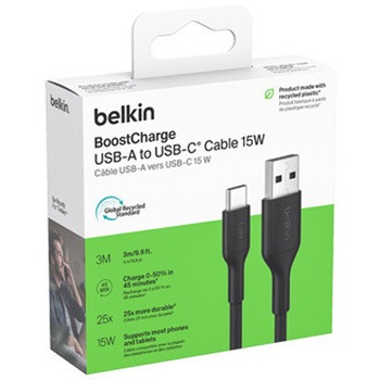 BoostCharge USB-A to USB-C ケーブル 15W 3M ブラック - BELKIN(ベルキン)