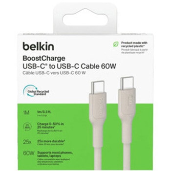 BoostCharge USB-C to USB-C ケーブル 60W 1M サンド BELKIN(ベルキン)