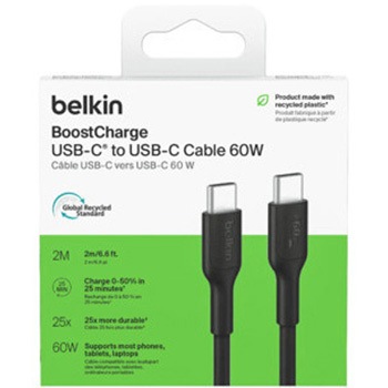 BoostCharge USB-C to USB-C ケーブル 60W 2M ブラック - BELKIN(ベルキン)