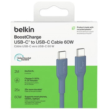 BoostCharge USB-C to USB-C ケーブル 60W 2M ブルー BELKIN(ベルキン)