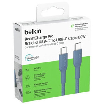 BoostCharge Pro USB-C to USB-C 編組ケーブル 60W 1M ブルー - BELKIN(ベルキン)