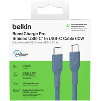 BoostCharge Pro USB-C to USB-C 編組ケーブル 60W 2M ブルー BELKIN(ベルキン)