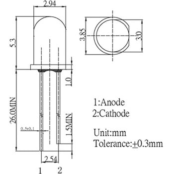 赤外線LED 940nm 10個入 OSI5LAシリーズ OPTO SUPPLY
