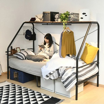 宮付き ベッドフレーム コンセント付き YAMAZEN(山善)