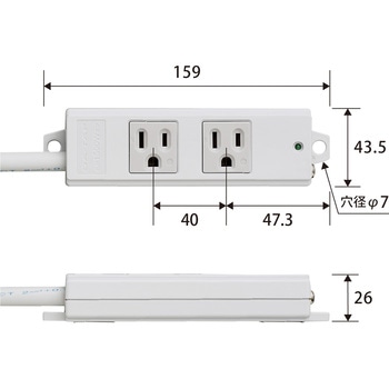 電源タップ ハーネスプラグ 3P 2個口 工事用 物件用 案件用 RoHS OAタップ エレコム