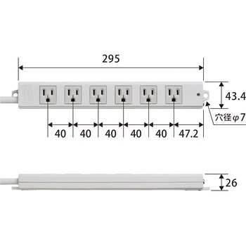 電源タップ ハーネスプラグ 3P 6個口 工事用 物件用 案件用 RoHS OAタップ エレコム