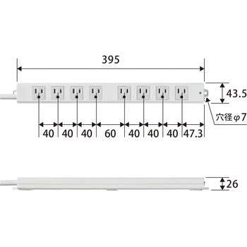 電源タップ ハーネスプラグ 3P 8個口 工事用 物件用 案件用 RoHS OAタップ エレコム
