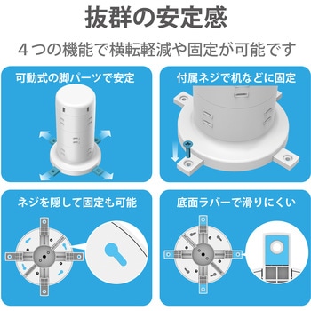 USB付き 電源タップ タワー型 2m 2P AC×12個口 USB×5ポート 耐雷 ほこり防止 エレコム