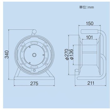 AC125V/15A/30m コードリール 漏電遮断器/アース付 エスコ