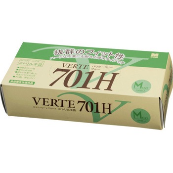 VERTE-701H-M ニトリル使い捨て手袋 厚手 粉なし ミドリ安全 ブルー色