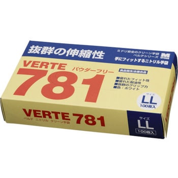 VERTE-781-N-LL ディスポタイプ ニトリル製ソフト手袋 LLサイズ 1箱 ...
