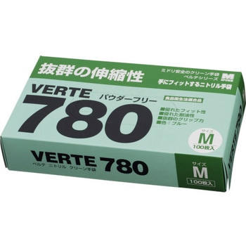 ニトリル手袋　VERTE 780 使い捨て手袋 Mサイズ 100枚入　10箱 VERTE-780-N-M ディスポタイプ ニトリル製ソフト手袋 ミドリ安全 100枚