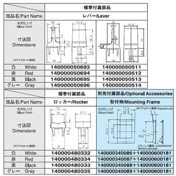 レバースイッチ 黒 ニデックコンポーネンツ(旧：日本電産コパル電子)
