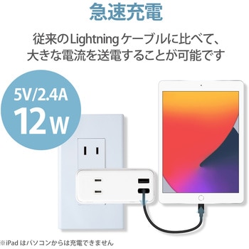 Lightningケーブル A-Lightning データ通信 充電 RoHS指令準拠 USB ライトニング スマートフォン タブレット エレコム