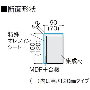 玄関造作材 上がり框 高さ120mm 特殊加工化粧シート 寸法70×120×2950mm 1箱(1本) YNZ31-33WH