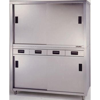 上下二段式ステンレス保管庫 片面引出付 間口1800mm - アズマ