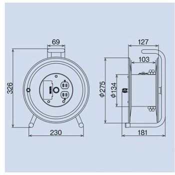 AC125V/15A/30m コードリール USBポート4口 エスコ