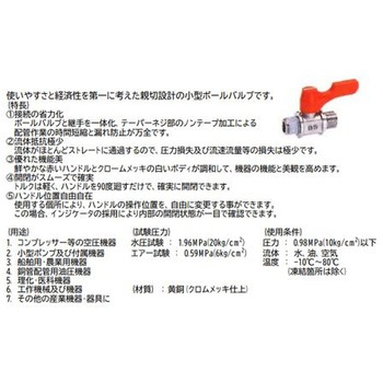 R 3/8"xG 3/8" ミニボールバルブ エスコ
