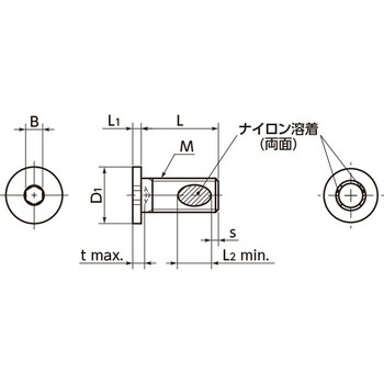 六角穴付き極低頭ボルト(ステンレス/ナイロン溶着つき) NBK(鍋屋バイテック会社)
