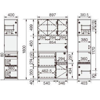 木製キッチンキャビネット LION (ライオン事務器)