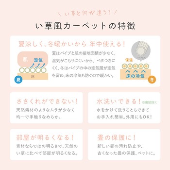 裏貼り付き 洗えるい草風カーペット モンド - 萩原