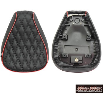 Mr Quick製 ホンダ ハンターカブ CT125 用 ダイヤキルト カスタムシート ASSY ブラック/レッド - MAD MAX(マッドマックス)