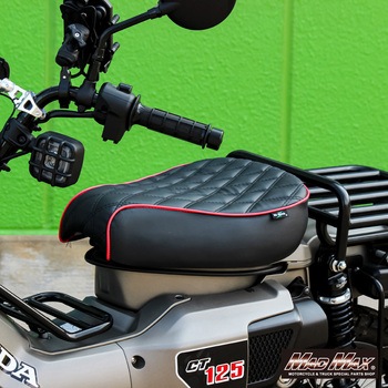 Mr Quick製 ホンダ ハンターカブ CT125 用 ダイヤキルト カスタムシート ASSY ブラック/レッド - MAD MAX(マッドマックス)