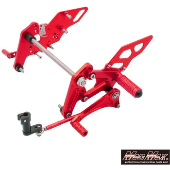Mr Quick製 ホンダ モンキー125用 アルミ製 6ポディション バックステップ レッド MAD MAX(マッドマックス)