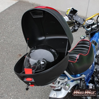 オートバイ用 リアボックス カルボン38 バックレスト付 34L カーボン調 ブラック リフレクター レッド MAD MAX(マッドマックス)