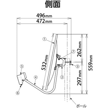 45形BS110度CSアンテナ(ブラック) DXアンテナ