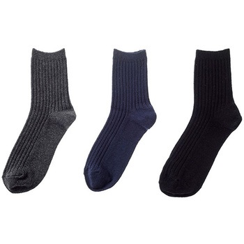 紳士 毛混リブクルーソックス ゴートレイド