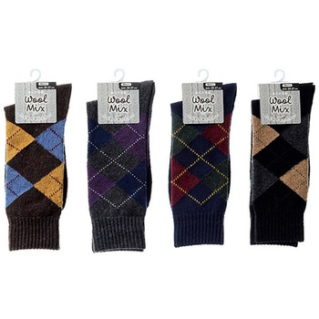 紳士 毛混アーガイルソックス ゴートレイド