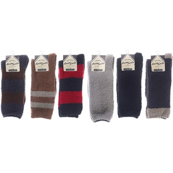 紳士 もこもこソックス/ボーダー柄こみアソート ゴートレイド