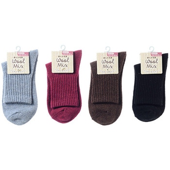 婦人 毛混ショートクルーソックス/無地 ゴートレイド