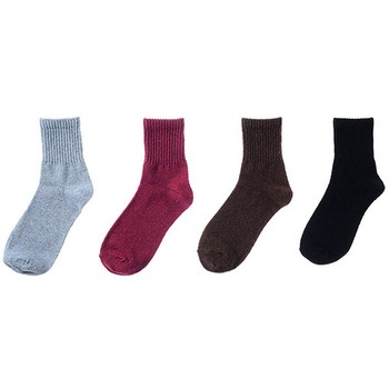 婦人 毛混ショートクルーソックス/無地 ゴートレイド